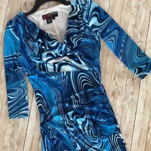 DONATED Peck & Peck Blue Black & White Bodycon Dress Sz 4